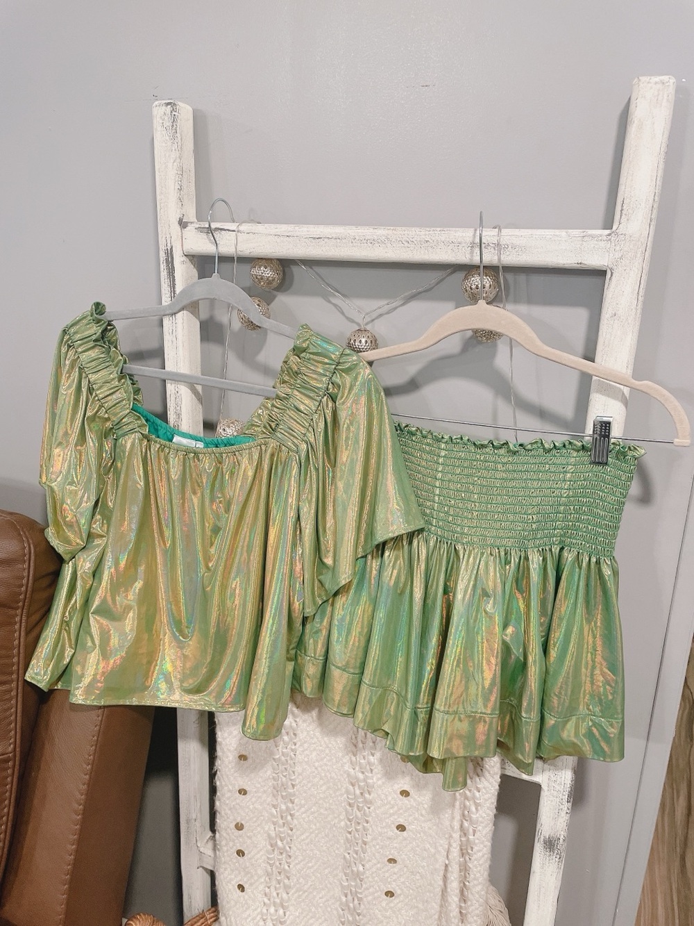 NWT Queen of Sparkles Green Metallic Set